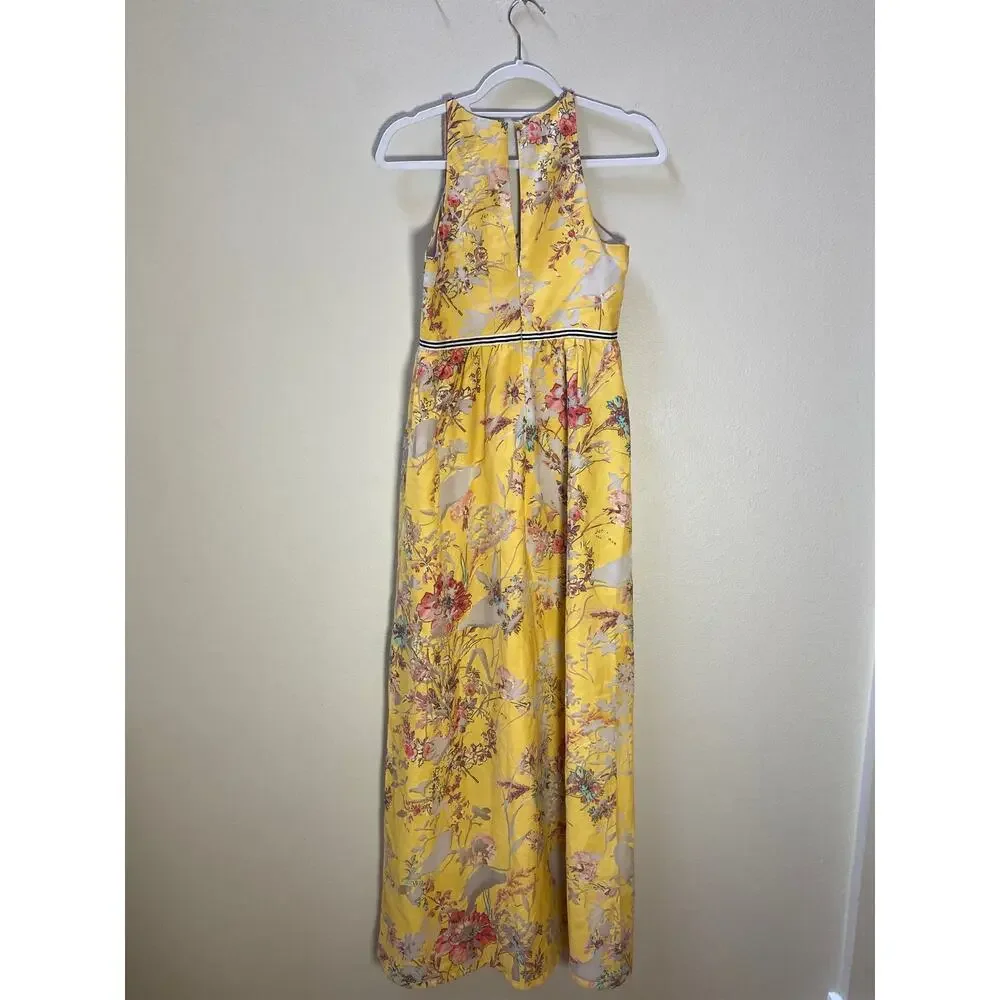 Vineet Bahl Anthropologie Yellow Floral Embroidery Maxi Dress ~ Sz 0 ~ LOVE! - Picture 6 of 10